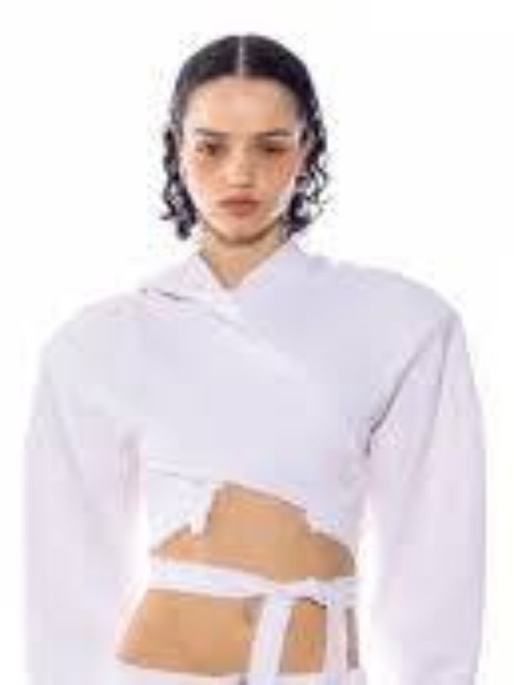 Sami Miro Vintage Wrap Hoodie in White Terry, NWT, Size M
